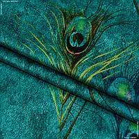 Ткань Декоративный велюр принт перо павлина /plum изумруд (280см 289г/м² пог.м) 164097
