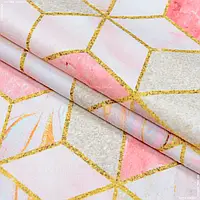 Ткань Декоративный велюр принт геометрия/polygon персиковы,розовый,золото (280см 290г/м² пог.м) 164102
