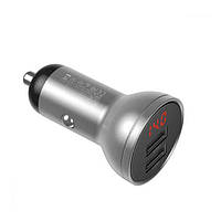 Автомобильное зарядное устройство АЗП Baseus Digital Display Dual USB 4.8A Car Charger 24W (silver)