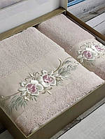 Подарочный набор полотенец (70x140 50x90) Pupilla в коробке трикотажные хлопковые penye элитная серия Турция