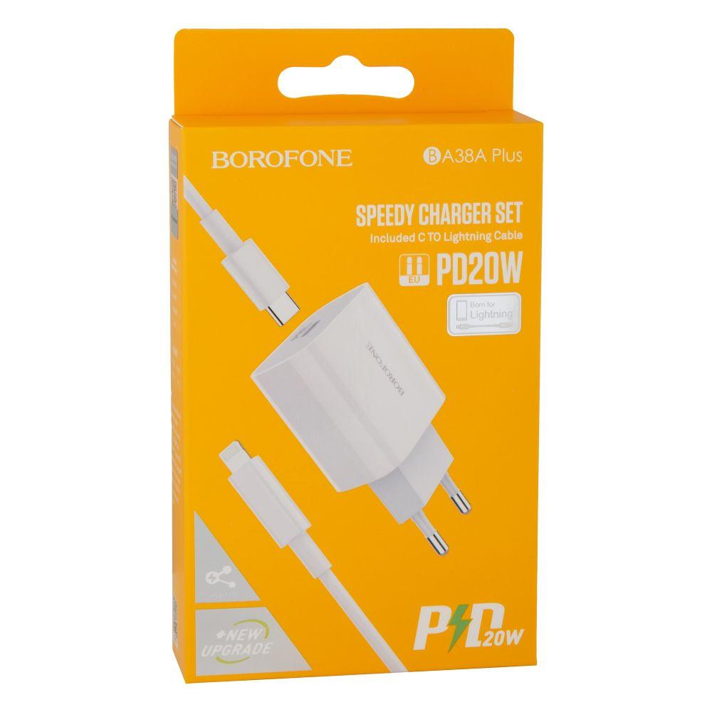 Мережевий Зарядний Пристрій Borofone BA38A Plus PD 20W Type-C To Lightning - фото 2 - id-p1989939559