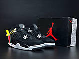Чоловічі зимові кросівки Nike Air Jordan 4 Retro нубук молодіжні на хутрі чорні сірі, фото 3