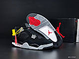 Чоловічі зимові кросівки Nike Air Jordan 4 Retro нубук молодіжні на хутрі чорні сірі, фото 6