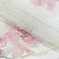 Ткань Тюль сетка вышивка акварель цветы бежевая (305см 90г/м² пог.м) 176922