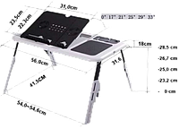 Столик для ноутбука E-Table LD-09 — Портативний складаний столик підставка для ноутбука з 2 USB-кулерами