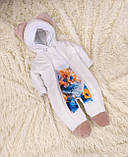 Дитячий теплий комбінезон чоловічок для новонародженого 0-3 міс 56-62 см Зима Весна Осінь, фото 3