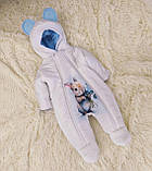 Дитячий теплий комбінезон чоловічок для новонародженого 0-3 міс 56-62 см Зима Весна Осінь, фото 4