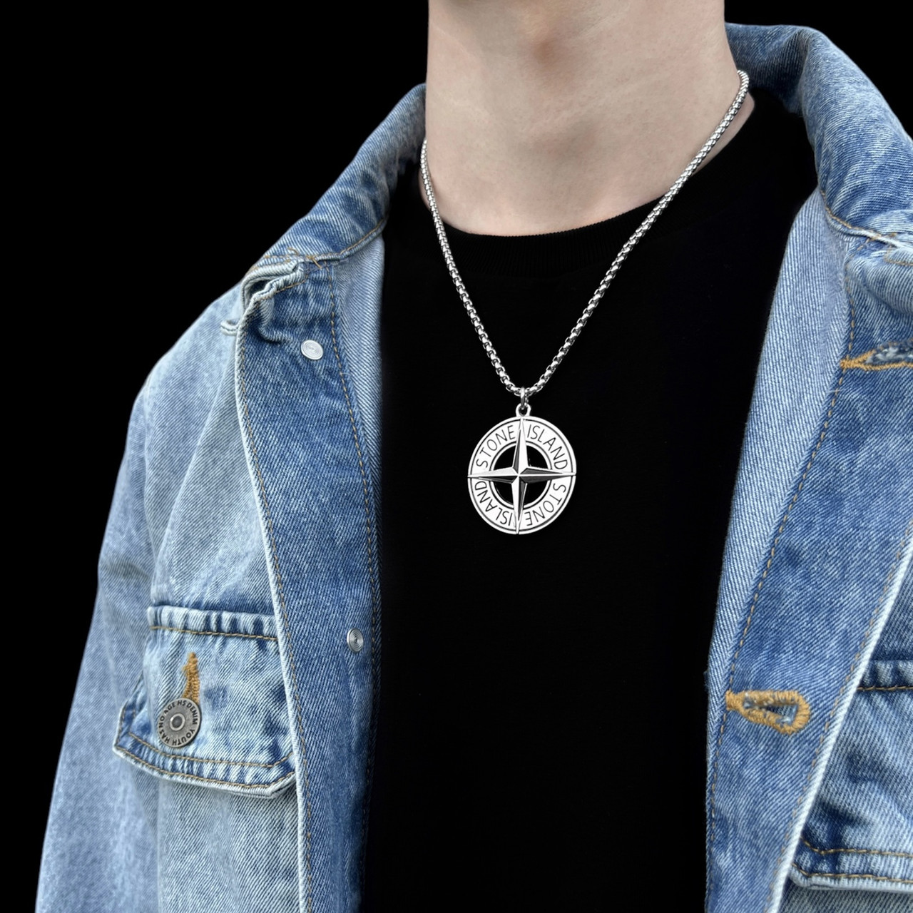 Stock 】【 Free shipping 】Stone Islandˉ necklace Cross compass necklace  American fashion brand street pendant for men and women accessories |  Lazada.co.th
