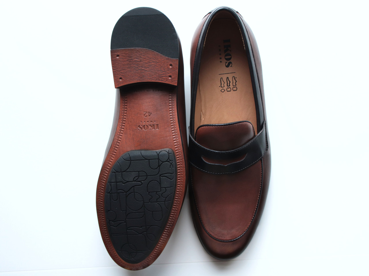 Зручні коричневі туфлі лофери Ikos 40, 41, 44 розмір, фото 1