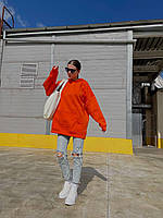 Женское худи с капюшоном в стиле oversize (на флисе) Оранжевый