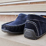 Сині чоловічі мокасини Prime Shoes із натурального замшу та шкіри. Вибирайте зручні мокасини на кожен день!, фото 5