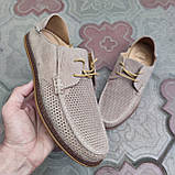 Чоловічі мокасини бежевого кольору 42 розмір. Взуття з перфорацією., фото 2