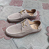 Чоловічі мокасини бежевого кольору 42 розмір. Взуття з перфорацією., фото 4