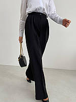 Женские классические черные брюки палаццо в размерах S, M, L на высокой посадке