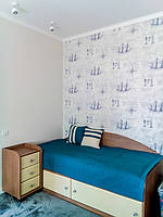 Покрывало и подушки для детской кровати в морском стиле. Ткань для подушек и покрывала VICENTA