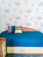 Декоративные подушки и покрывало в детскую комнату. Ткань для подушек и покрывала "рогожка" VICENTA