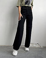 Женские прямые джинсовые штаны (черный, белый); размер: 42-44, 46-48