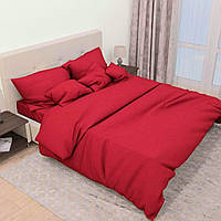 Полуторный однотонный комплект постельного белья Красный бязь голд люкс Виталина 150х220