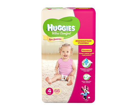 Huggies Ultra Comfort для хлопчиків і для дівчаток 4 — (66 шт.)