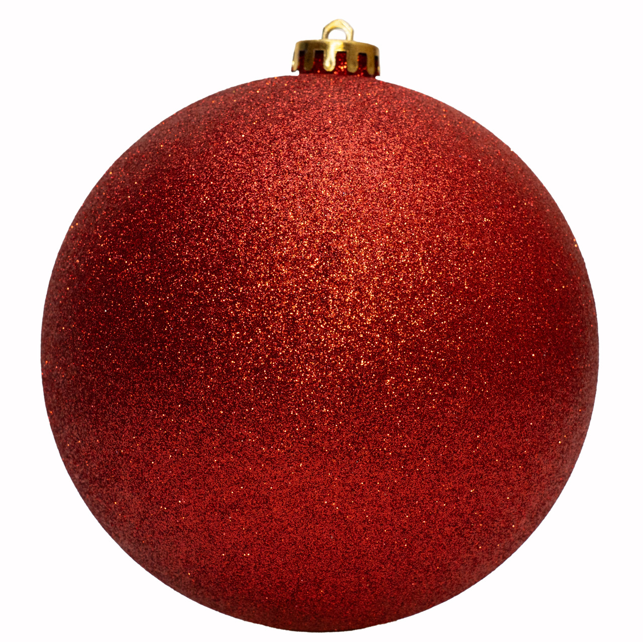 Ялинкова іграшка - куля, D15 см, червоний, гліттер, пластик (033980), фото 1