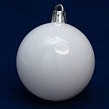 Набір ялинкових куль, 12 шт, D6 см, білий, глянець, пластик (892067), фото 2