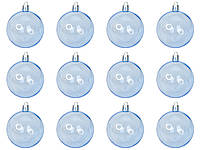Набор елочных игрушек - полупрозрачные шары, 12 шт, D6 см, синий, пластик (892128)