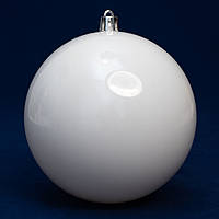 Елочная игрушка - шар, D10 см, белый, глянец, пластик (891770)