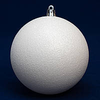 Елочная игрушка - шар, D10 см, белый, глиттер, пластик (891855)