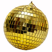 Елочная игрушка - шар "ДИСКО", 12 см, зеркальный, золотистый, пластик (892449)