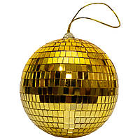 Елочная игрушка - шар "ДИСКО", 15 см, зеркальный, золотистый, пластик (892456)