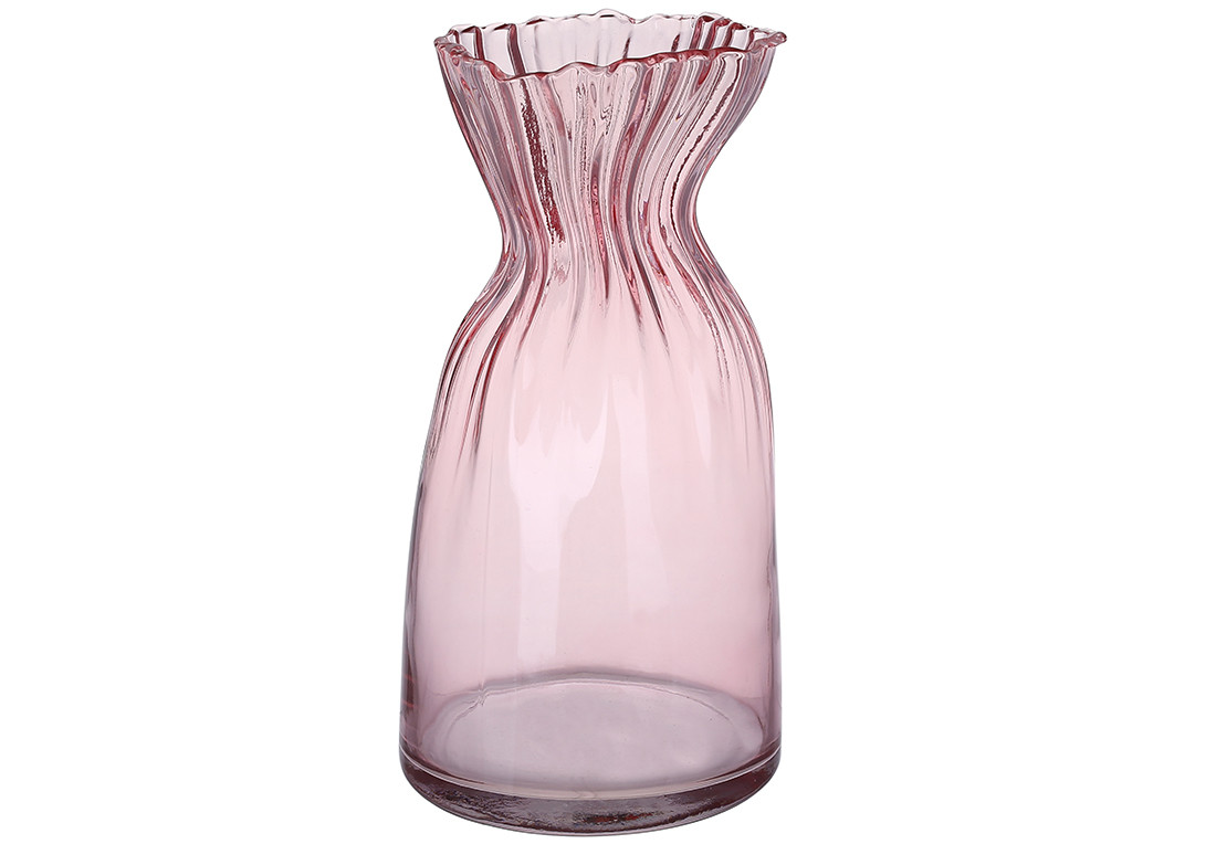 Скляна ваза Грейс 16*30.5см, колір — рожевий (591-397)