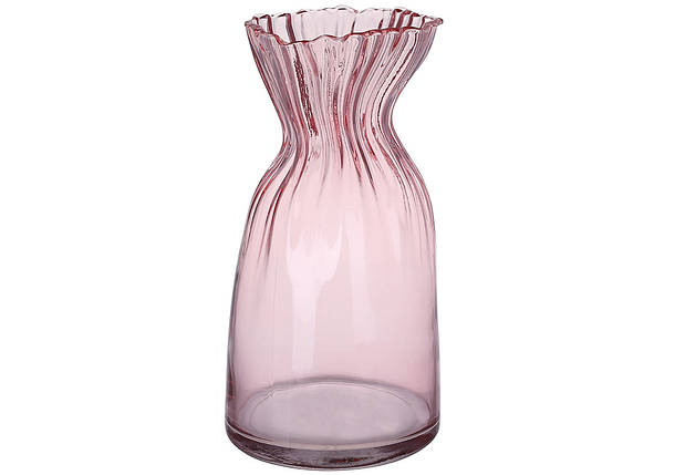 Скляна ваза Грейс 16*30.5см, колір — рожевий (591-397), фото 1