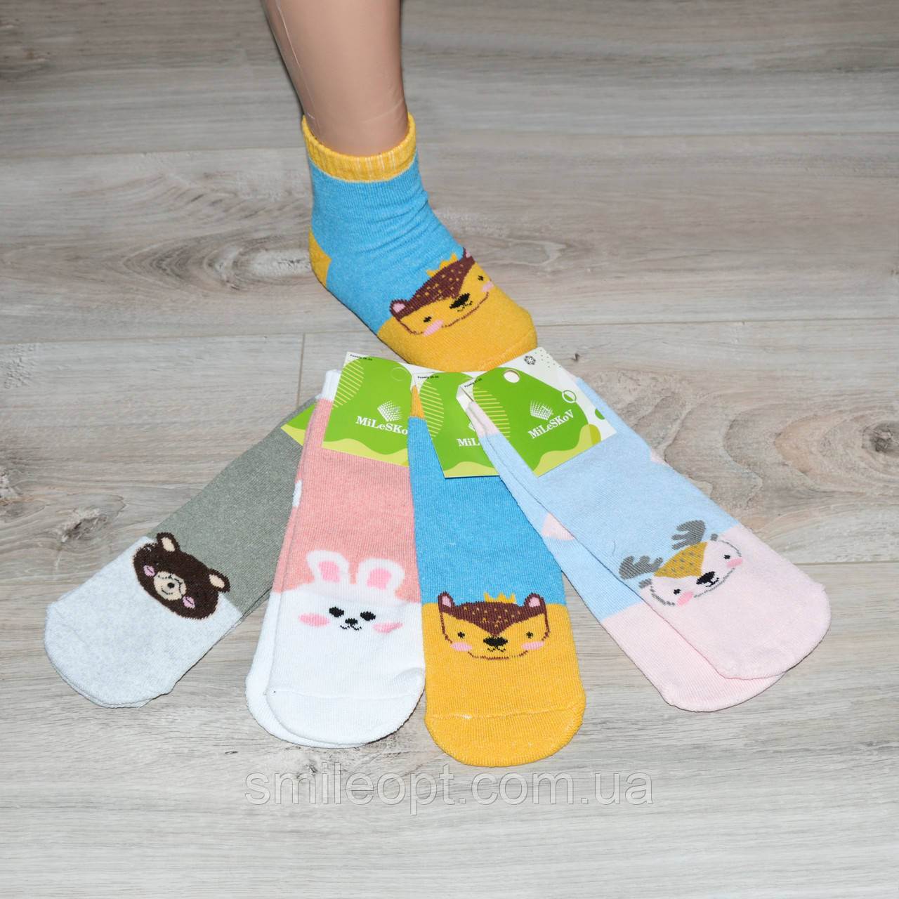 Дитячі махрові шкарпетки з візерунком (ND22)