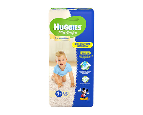 Huggies Ultra Comfort для хлопчиків і для дівчаток 4+ — (60 шт.)