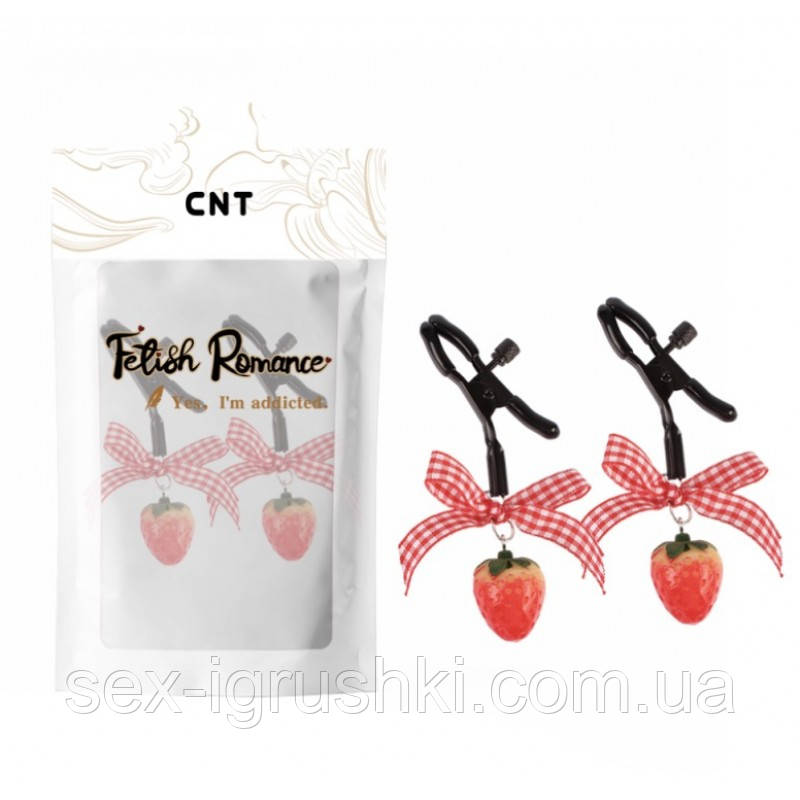 Затискачі для сосків з полуничками Nipple Fantasy Strawberry Clamps, Черный