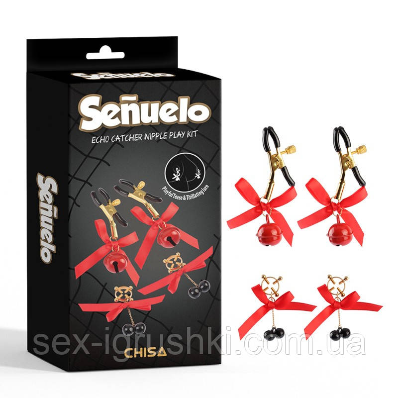 Затискачі для сосків, два комплекти Echo Catcher Nipple Play Kit, золото