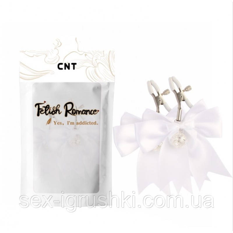 Затискачі для сосків White Bowknot Nipple Clamps, Білий