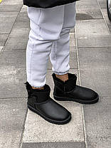 Зимові Жіночі Черевики UGG Classic Mini Bailey Button Leather Black / УГГ Класік Міні Бейлі Баттон Чорні, фото 5
