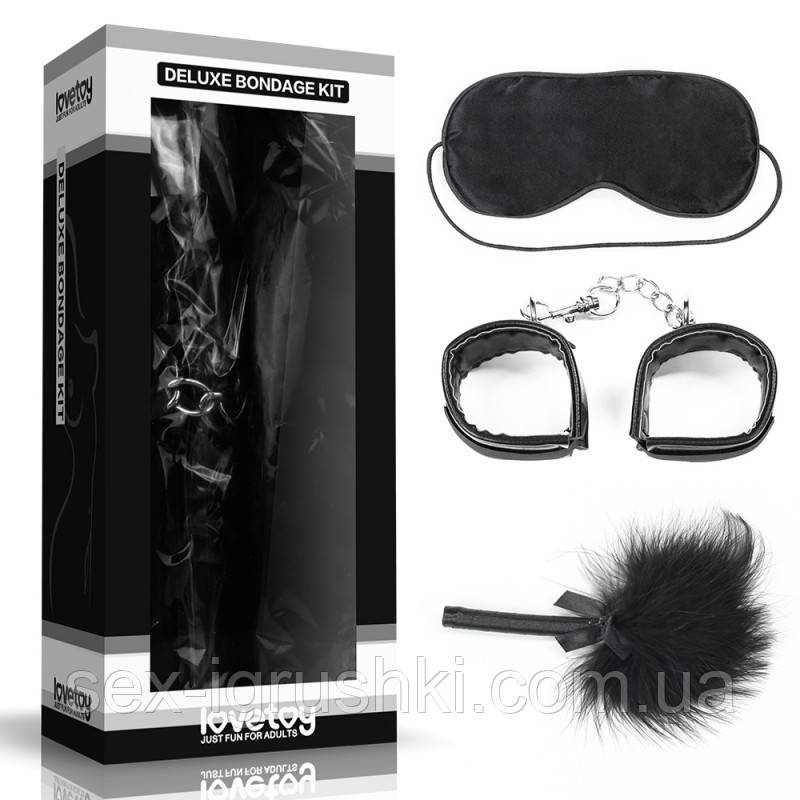 Набір для сексуальних бдсм ігор Deluxe Bondage Kit (маска, наручники, тиклер), Черный