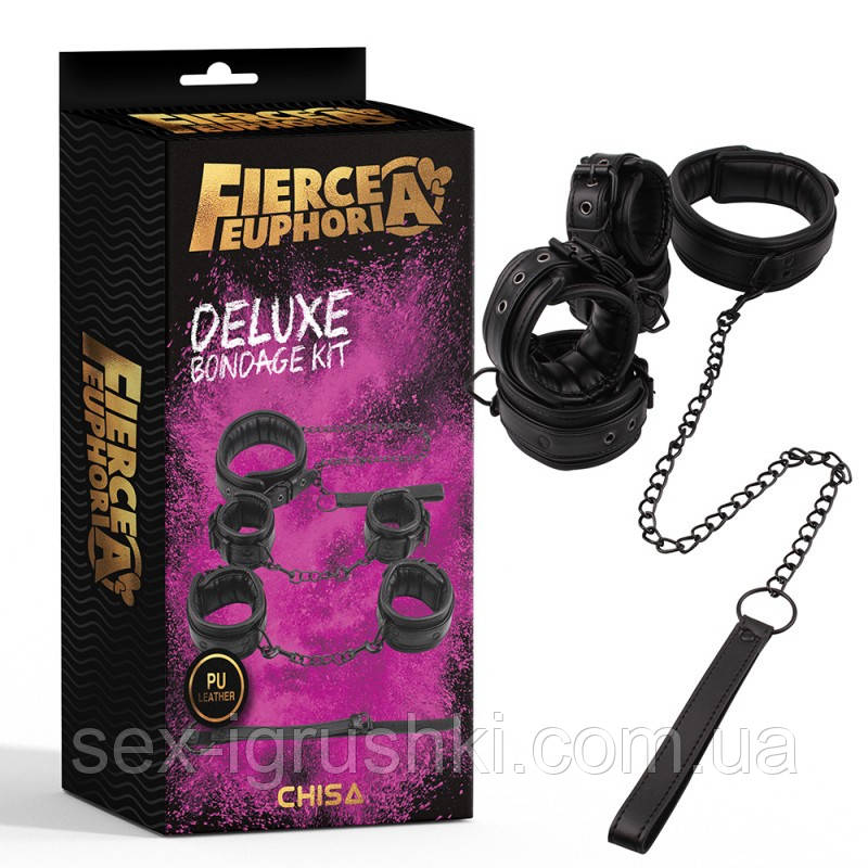 Розкішний набір для бондажу Fierce Euphoria Deluxe Bondage Kit, Черный