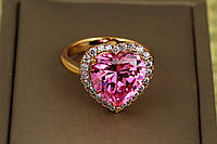 Кольцо Xuping Jewelry сердце океана с розовым камнем 1,6 см р 17 золотистое