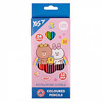 Карандаши цветные YES 12 цв. двухсторонние "Line Friends" (арт 290713)