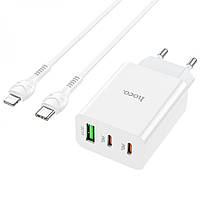 Сетевое зарядное устройство Hoco C99A 1USB 2Type-C PD20W QC3.0 Type C to Lightning 3A 1 m EH, код: 8034681