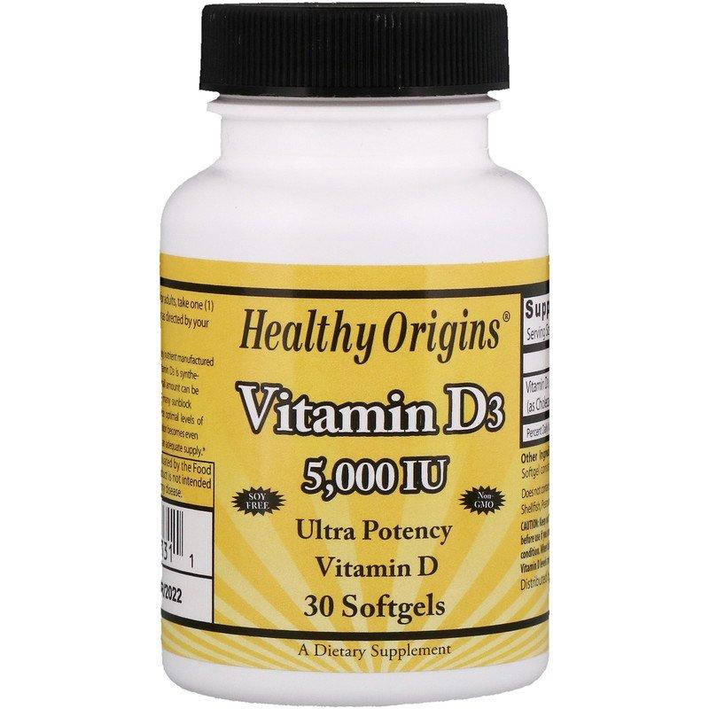 

Витамин D3, Vitamin D3, Healthy Origins, 5000 МЕ, 30 капсул (HOG-15331)