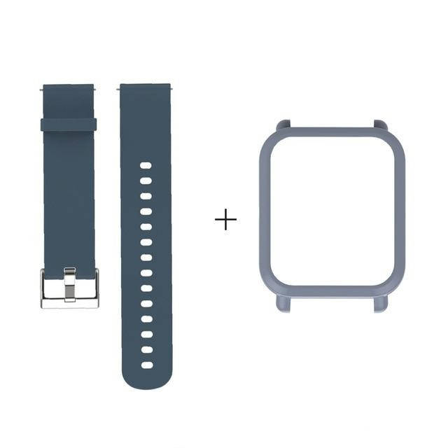 

Amazfit Bip / Bip Lite / Bip S Комплект для смарт часов (ремешок и бампер), Gray blue