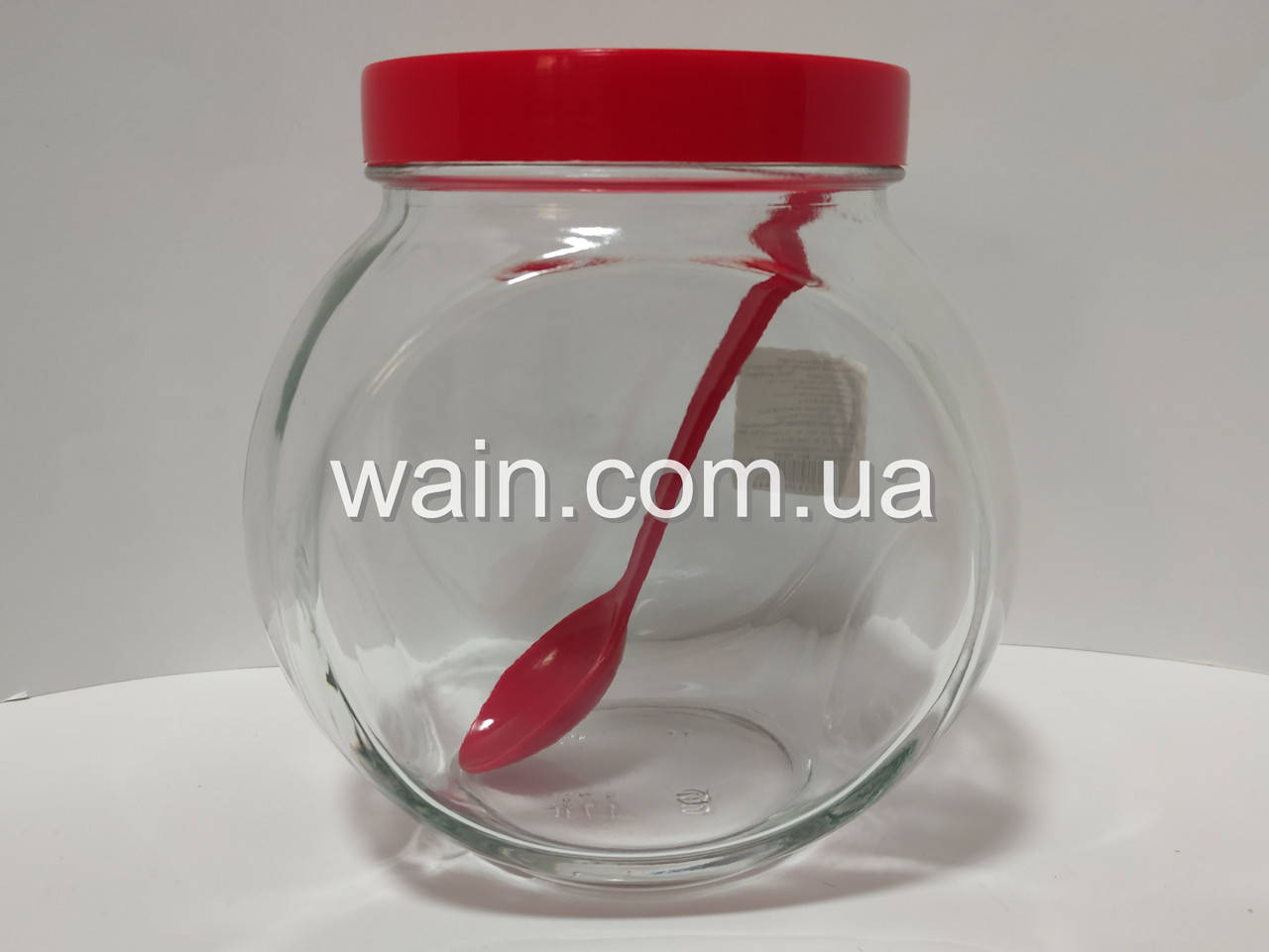 

Банка стеклянная 1730 мл с ложкой "Sweet New" Everglass для хранения сыпучих и круп с красной крышкой, Красный