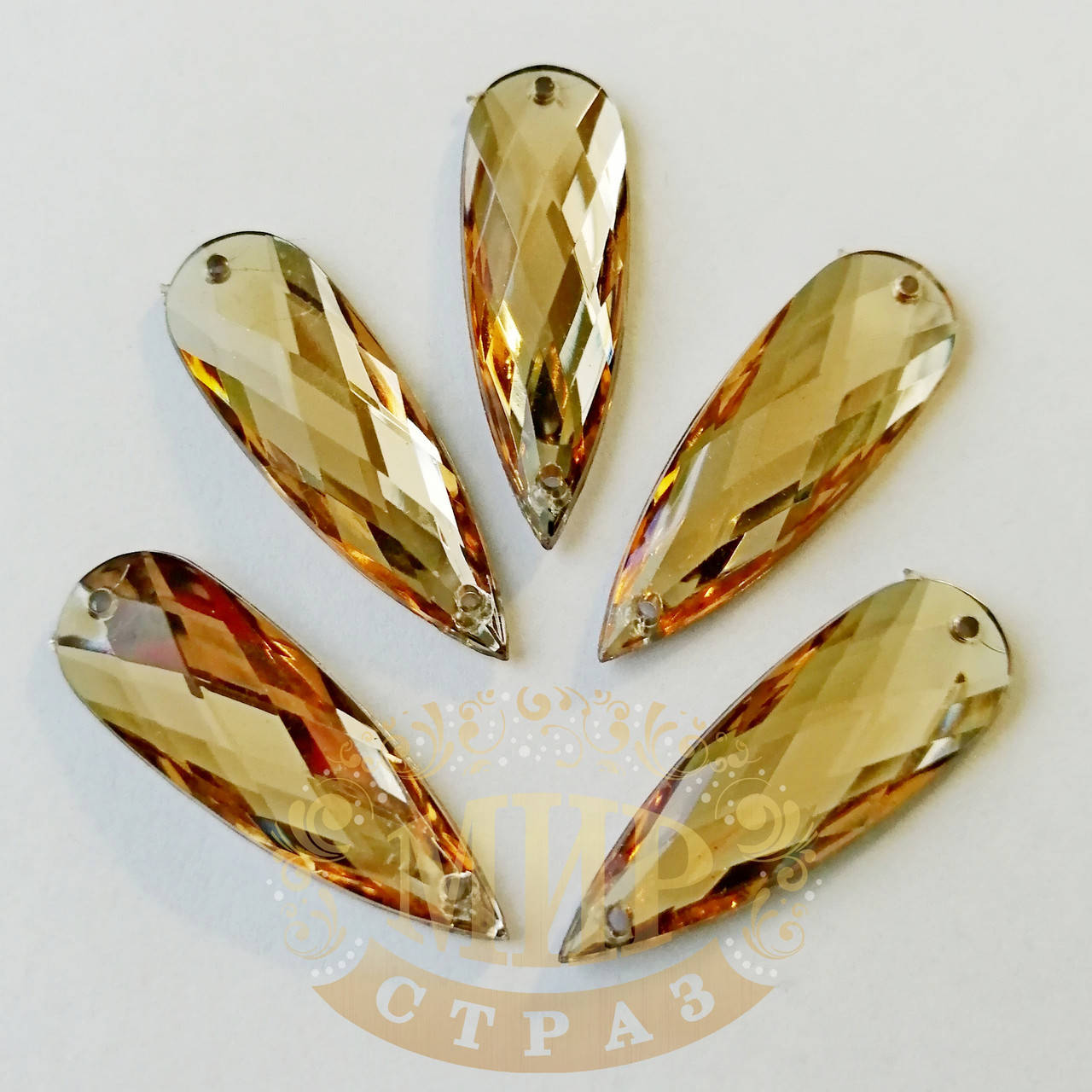 

Нашивные Капли (синтет.стекло), цвет Lt Col Topaz, 10х30мм, 1шт