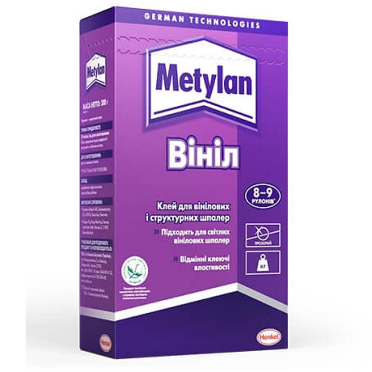 

Клей для светлых виниловых обоев шпалер Metylan Винил 300 г с противогрибковой защитой