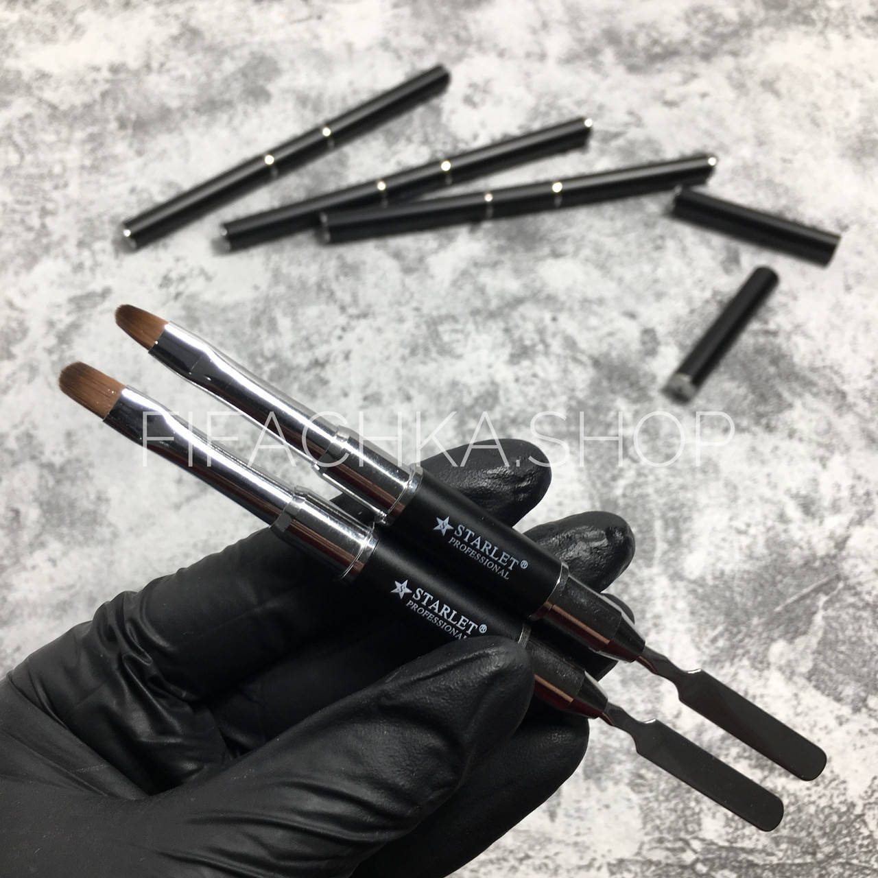 

Кисть-шпатель для полигеля с колпачками Starlet Professional №4