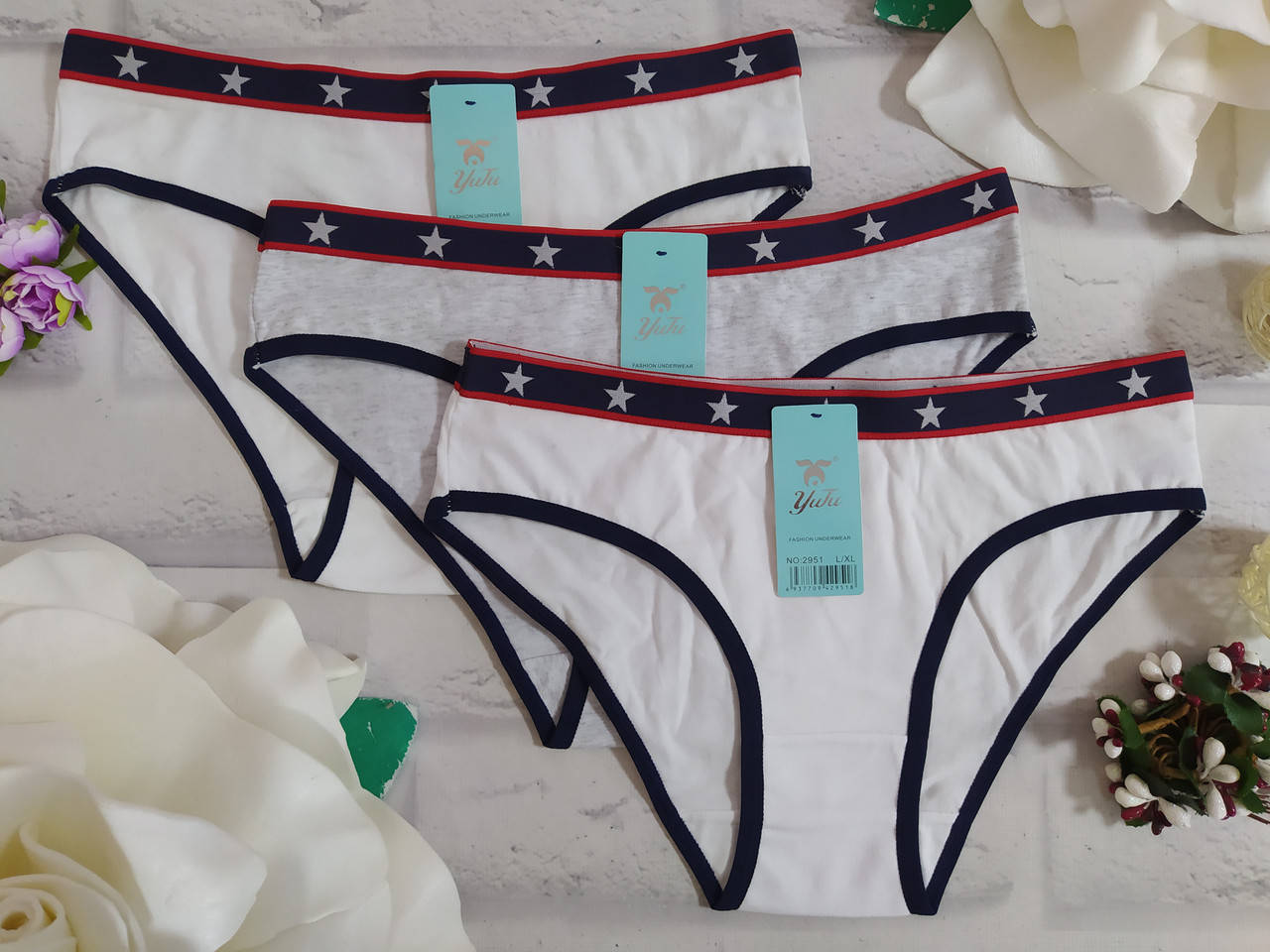 

Трусы женские L/XL 48 хлопок норма Остатки SO-2951, Разные цвета